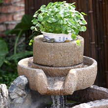 人造石磨流水器磨盘配件景观装饰阳台庭院花园仿石磨流水摆件造景