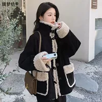 Quilted corduroy demi‑season jacket, plus size, Chanel style, increased thickness, black/white