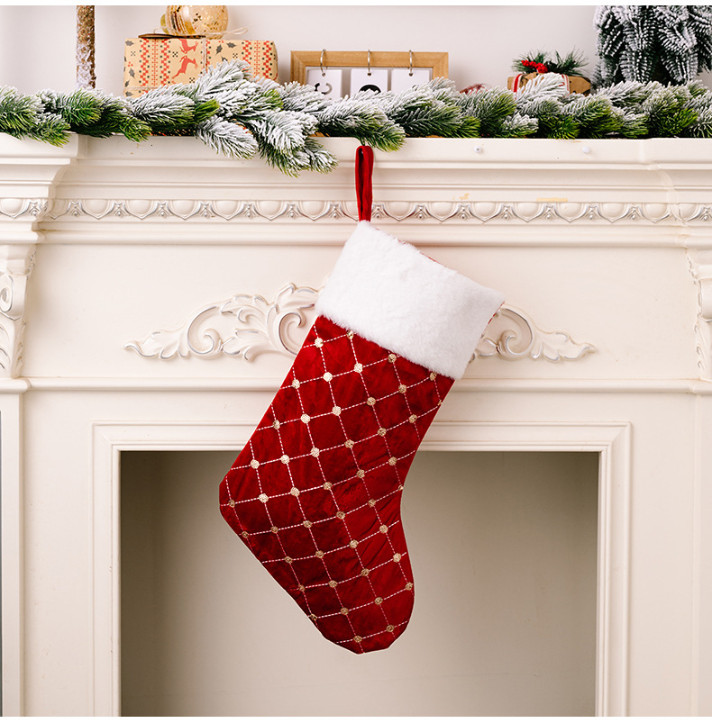 Christmas Decoration High-end Christmas Stocking Red Christmas Stocking Gift Bag Tree Hanging Gift Socks_voghion.com