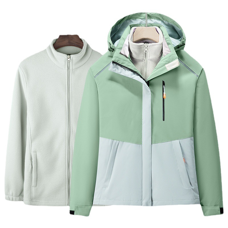 Grupo chaqueta overoles Otoño e Invierno tres en uno abrigo ropa de trabajo hombres y mujeres tops desmontaje forro polar al por mayor