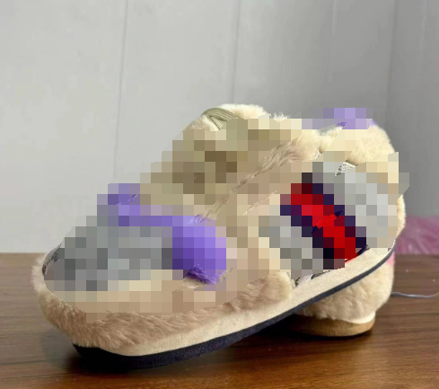 Tiktok mismo estilo parodia zapatos de grasa Coco pareja Zapatillas de algodón volver al futuro casa piso Kang hebilla 1 zapatos de algodón