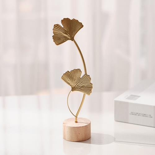 Nordic style iron art ginkgo leaf ornaments creative home living room entrance wine cabinet decoration light luxury metal crafts