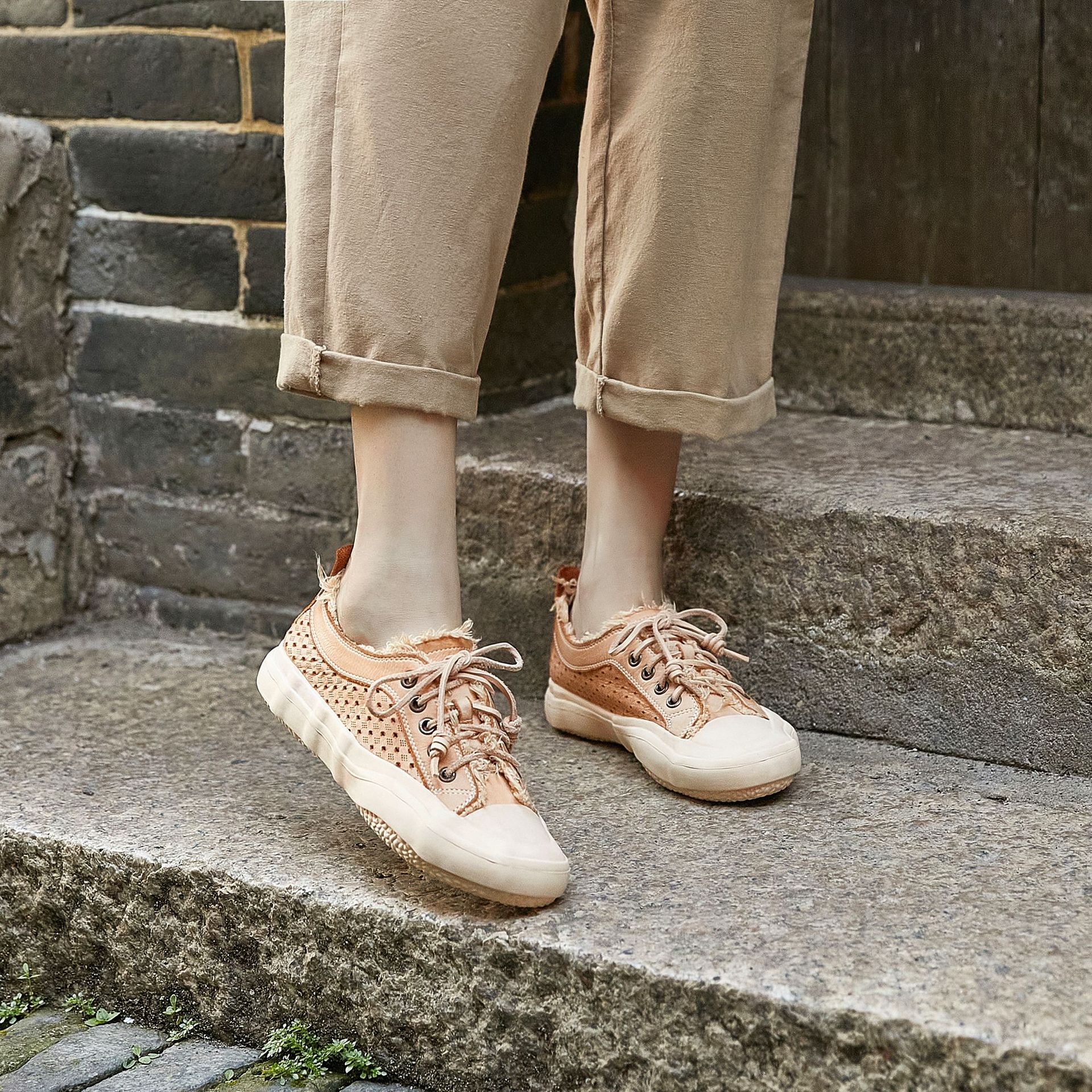 Elite leather retro summer casual footwear platform