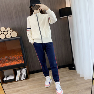 Women's Suit, Autum Slim Fit, Breathable, Casual, Sports, Running, Fitness, Cardigan, Sweatshirt and Pants, Two-Piece Set, High Elasticity and Slim Fit