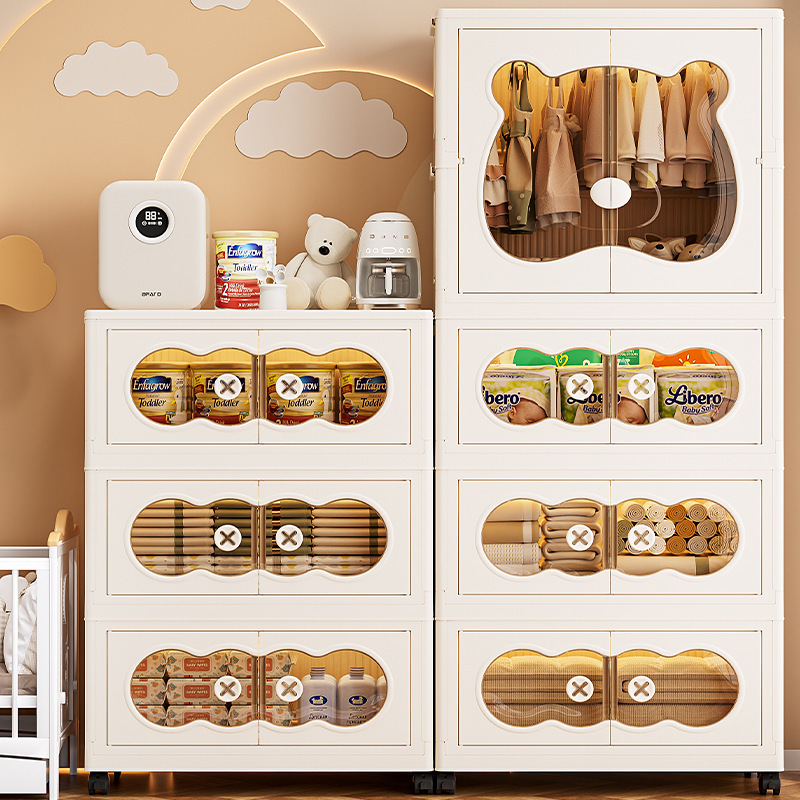 Children's Clothes Storage Cabinet Multi-Layer Foldableing Baby Wardrobe Clothing Storage Cabinet Home Bedroom Baby Small Wardrobe