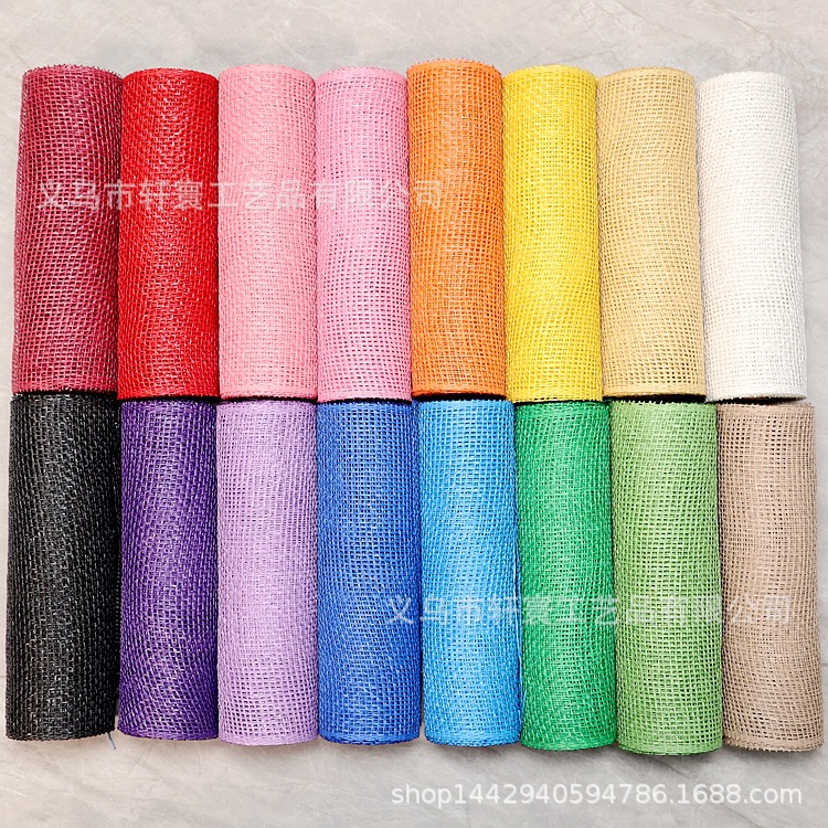 Cinta de malla de lona PP malla de plástico malla de embalaje de flores Amazon Navidad decoración de la puerta de malla