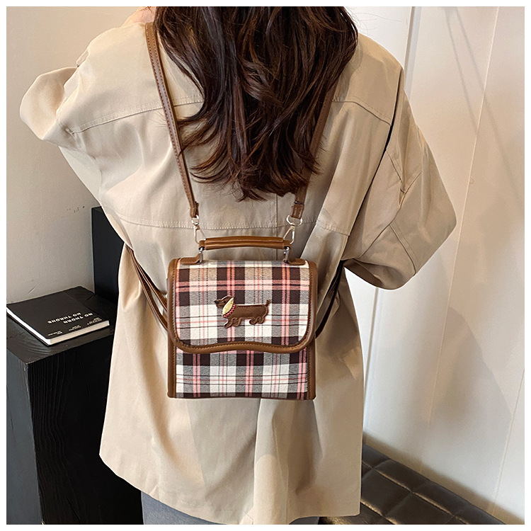 College-style backpack for women 2024 autumn new Dachshund student handbag, retro commuter crossbody bag undefined