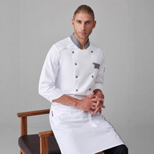 厨师服秋冬长袖酒店餐厅食堂厨房高级厨师工作服餐饮饭店印花刺绣