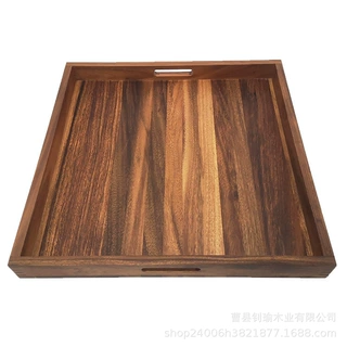 定制木质烤盘方形大托盘扣手实木盘家用零食茶水餐厅披萨盘源头
