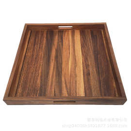 定制木质烤盘方形大托盘扣手实木盘家用零食茶水餐厅披萨盘源头
