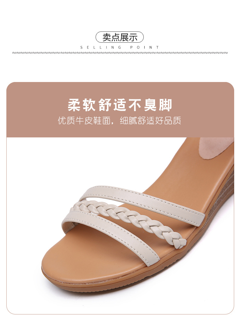 Sandal nữ đế xuồng da thật, quai chữ V đơn giản, đế mềm thoải mái — Trắng be chi tiết 19