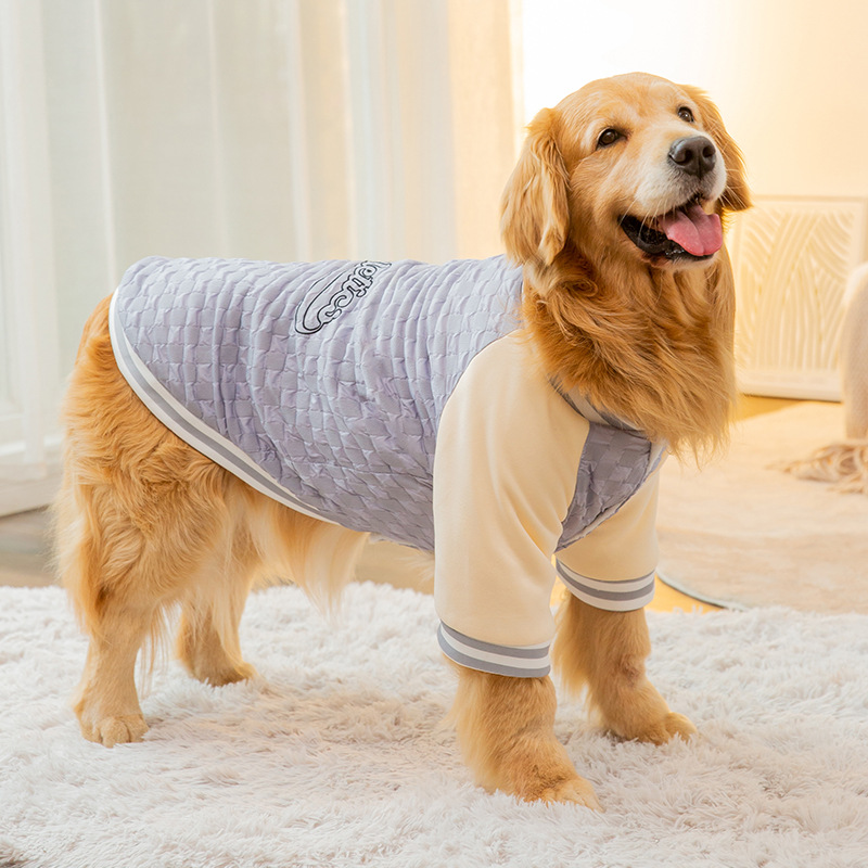 秋冬季金毛拉布拉多大型犬泡花棋盘格大狗棉衣加厚保暖冬天狗衣服