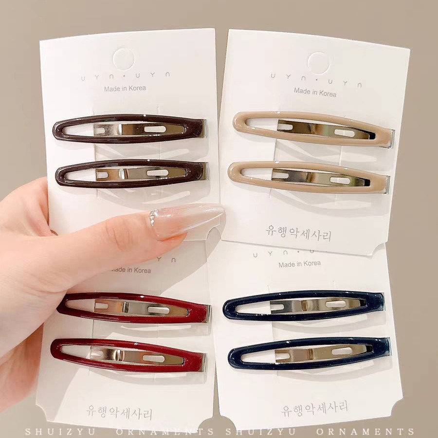 El clip de pestaña elíptica gota de agua adorable clip de cabello BB estriado gota de aceite color temperamento nuevo clip de cabello de moda