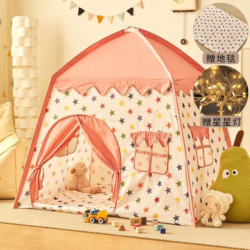 Estrellas rosadas + alfombra + luces de estrellas