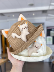 Baby hat summer boy cute straw hat baby sun protection girl sunshade fisherman hat children's bag travel summer