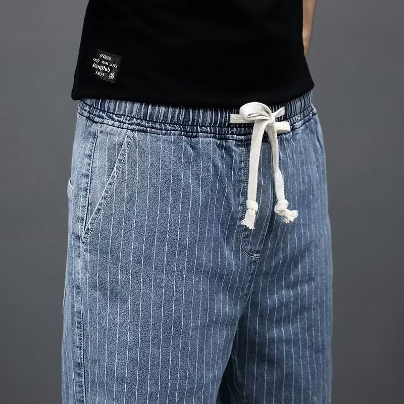 Men's Clothing Unisex Summer Starry Sky Pattern Denim Shorts Thin Ice Silk Straight Loose Fit Five Point Pants For Men_mkmklike.com
