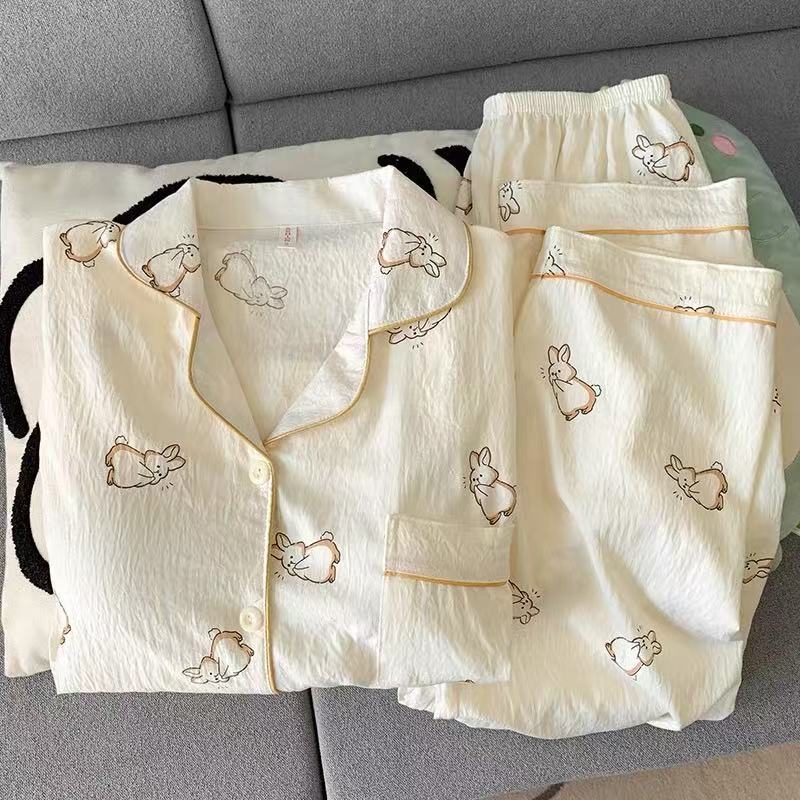 Pijamas de primavera y otoño nubes de algodón estudiantes delgados sueltos cardigans de manga larga set de ropa para el hogar image 24