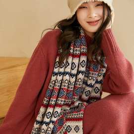 100%纯山羊绒女士民族风披肩围巾四季盖毯秋冬新款沙发毯旅行必备