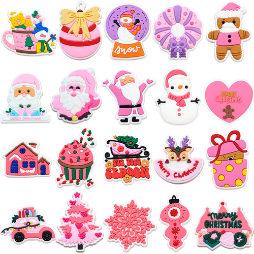Single Pink Fresh Christmas 20 Hole Hole Shoes Decoration Soft Gel Shoes Flower Smart Star Gift Santa Claus