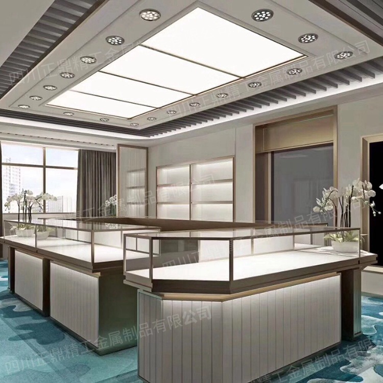 商场玻璃珠宝首饰柜黄金展示柜台陈列柜珠宝玉器展柜不锈钢珠宝柜