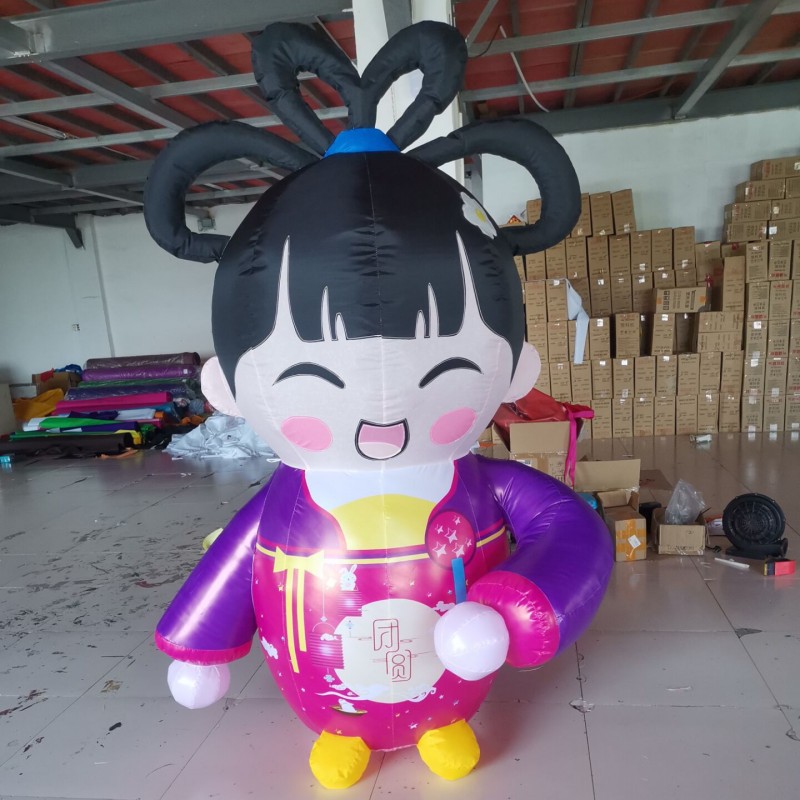 充气月球趴兔玉兔月饼夜光气模卡通中秋节嫦娥装饰道具美陈2023年