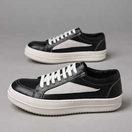 头层牛皮ro真皮男鞋小众设计潮牌时尚休闲男款面包鞋厚底皮鞋板鞋