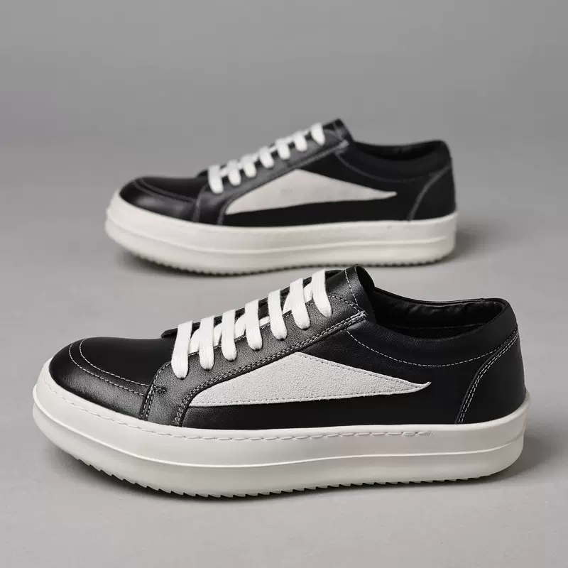 头层牛皮ro真皮男鞋小众设计潮牌时尚休闲男款面包鞋厚底皮鞋板鞋