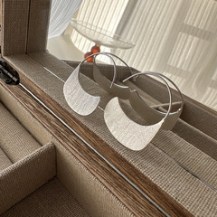 S925純銀韓版拉絲時尚異形耳鈎韓國風博主INS熱推耳環銀飾品批發