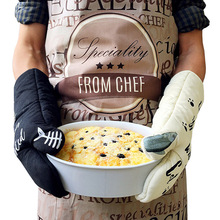 GREVY可爱烤箱手套防烫加厚烘焙专用硅胶全棉微波炉加长隔热手套