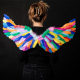Feather Angel Wings with Light Glow Adult White Children Girl Performance Backwear Christmas Props Black
