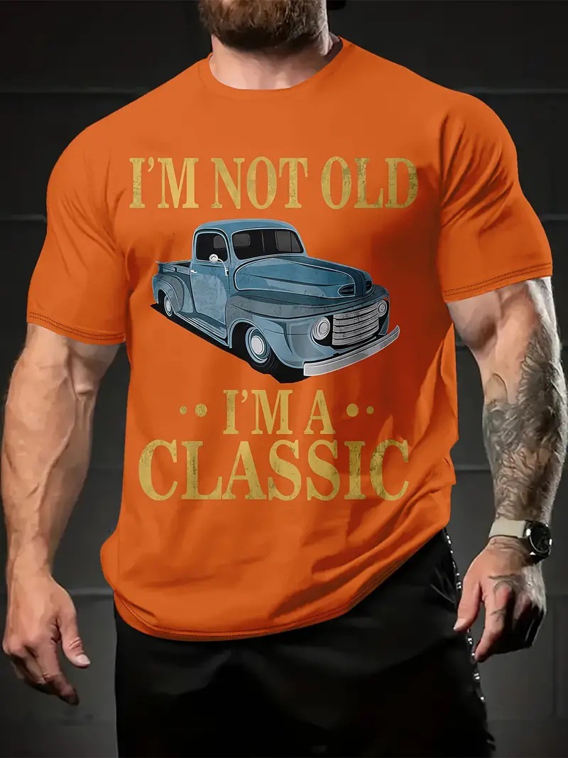 Venta caliente transfronteriza europea y americana, eslogan divertido, estampado en 3D, camiseta de cuello redondo de manga corta suelta de verano para hombres