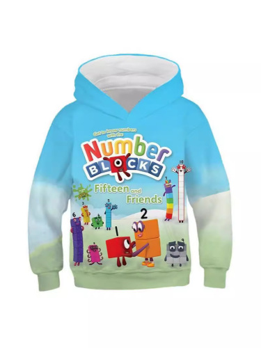 International Trade Cartoon 3D Digital Printing NUMBER BLOCKS Hooded Sweatshirt for Kids (Unisex)