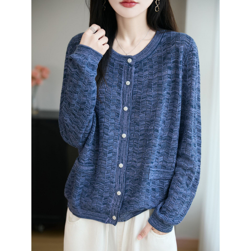 New Autumn and Winter 6-Gauge Wool Floral Yarn Chanel-Style Cardigan for Women, Tweed Knit Jacket, Socialite-Style Thick Yarn Sweater