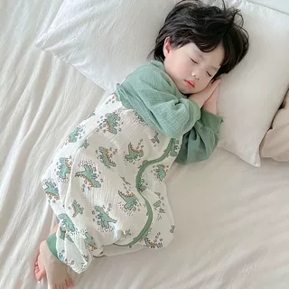 宝宝睡袋春夏季纯棉纱布男童薄款空调儿童防踢被子幼儿连体睡衣