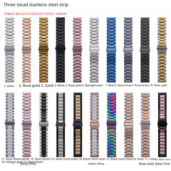 適用蘋果applewatch三珠摺疊扣鋼片帶iwatchs10三星華為手錶錶帶