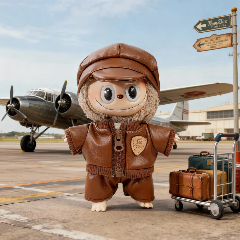 Labubu Clothes 17cm Shield Bear Leather Jacket First, Second, and Third Generation Sitting Style Leather Jacket Coat Leather Skirt Labubu Doll Clothes