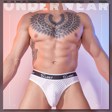 欧美跨境无痕丝滑男士内裤运动风时尚字母美式健身性感情趣丁字裤