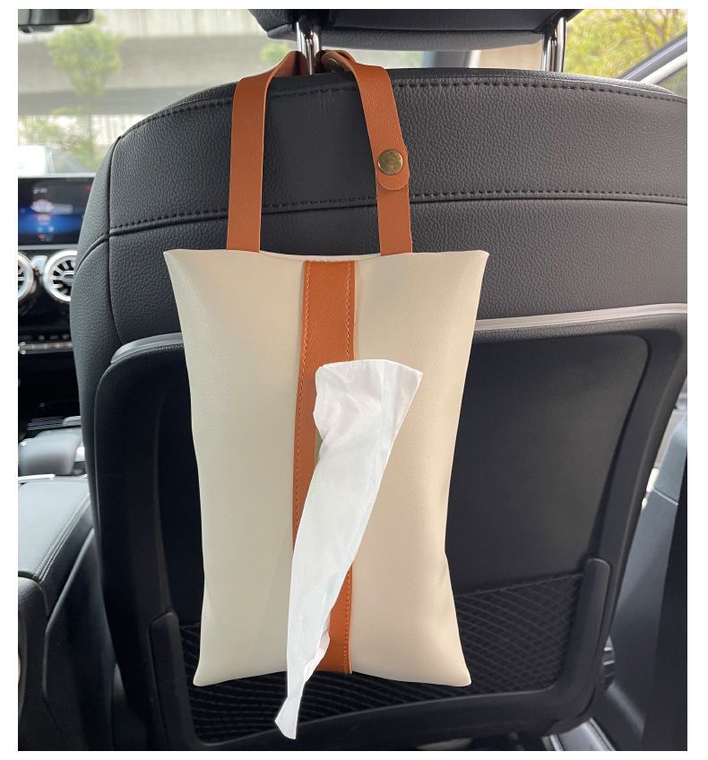 Car Tissue Box Car Paper Box Hanging Car Decoration Supplies Internet Popular Mercedes-Benz Car Supplies Leather Tissue Bag