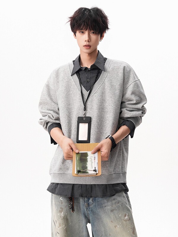 American-Style Topstitch Three-Dimensional Cut Hooded Sweatshirt Jacket for Women and Men, Autumn Vibe Street Color-Blocking Design Zip-Up Cardigan