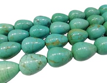 批发矿石精美松石13x18mm正孔圆水滴DIY饰品、手链、首饰配件