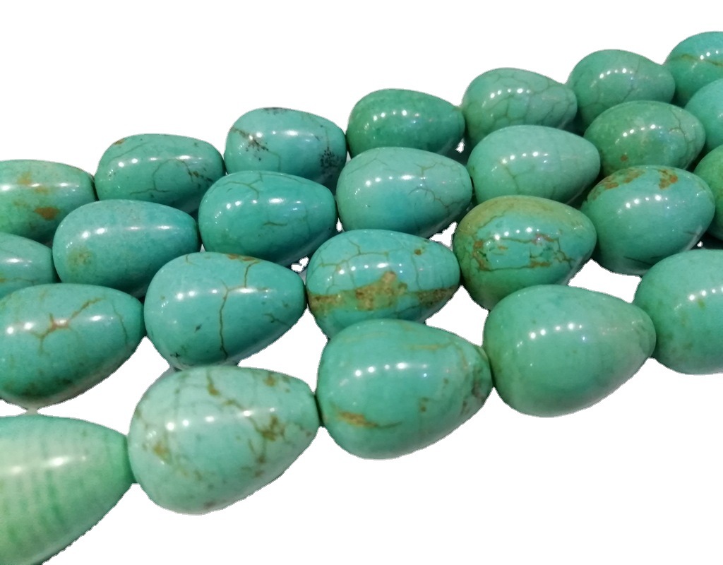 批发矿石精美松石13x18mm正孔圆水滴DIY饰品、手链、首饰配件