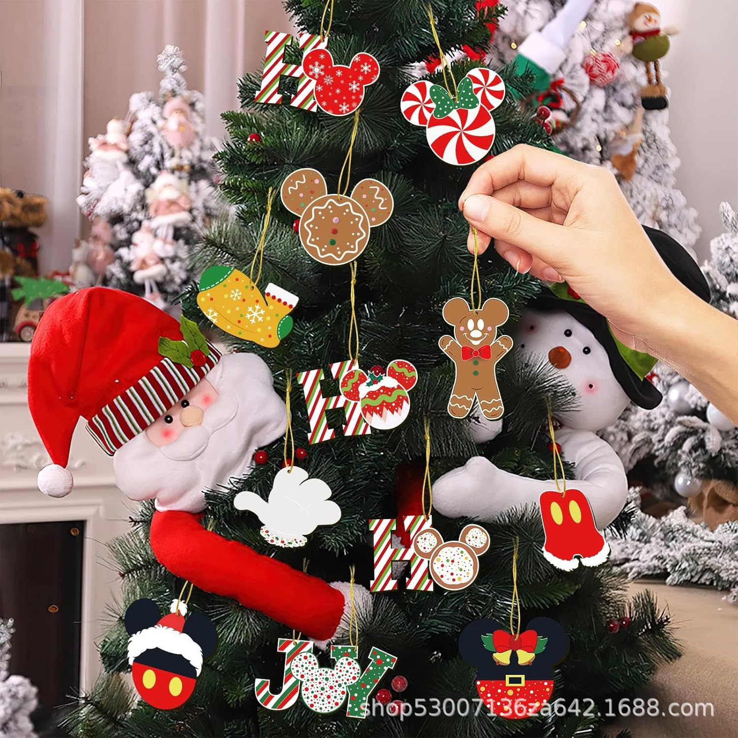 Cross-Border New Christmas Cute Wooden Set Pendants Christmas Tree Decoration Supplies Home Party Decoration Decorations