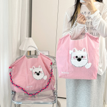 高圆圆同款原创ball chain刺绣西高地购物袋尼龙手提单肩斜挎包女