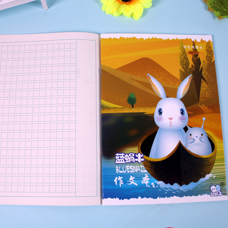 Cuaderno de dibujos animados de caracol azul estudiante de escuela primaria A5 B5 cuaderno de ejercicios libro de texto en inglés