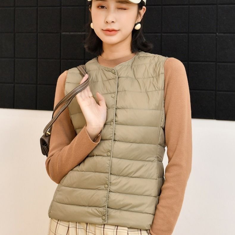 2025 Spring, Autumn and Winter New Style Lightweight down Jacket Women's Liner Vest Lightweight Collarless Lightweight Plus Fat