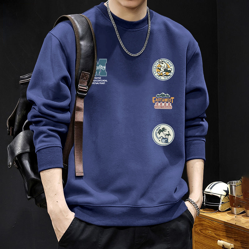 Otoño y invierno nuevo pesado camisa de cuello redondo pareja con terciopelo engrosado marca de moda suelta chaqueta impresa americana para hombres y mujeres