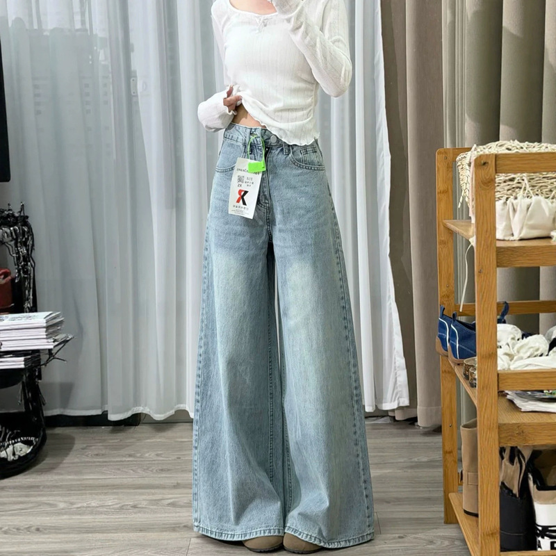 High-Waisted Wide-Leg Jeans for Women 2026 New Style Loose Denim Wide-Leg Pants for Women Slimming Pear-Shaped Body Pants Women's Style