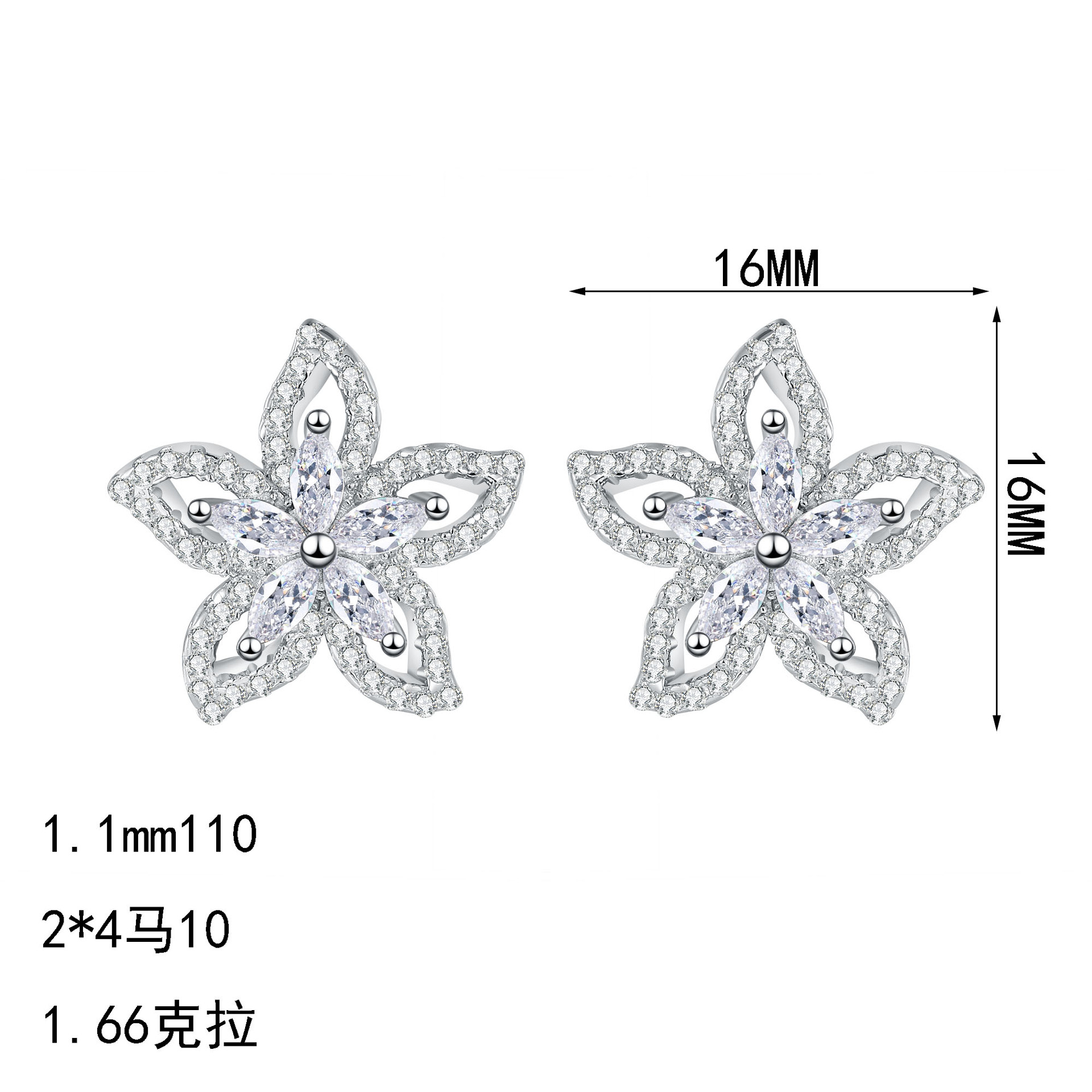 Pendientes de aros moissanite color d plata de ley con flores_voghion.com