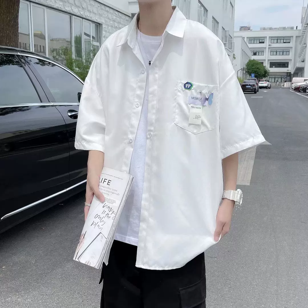夏季新款衬衫男短袖韩版潮流百搭宽松衬衫ins港风日系半袖上衣服