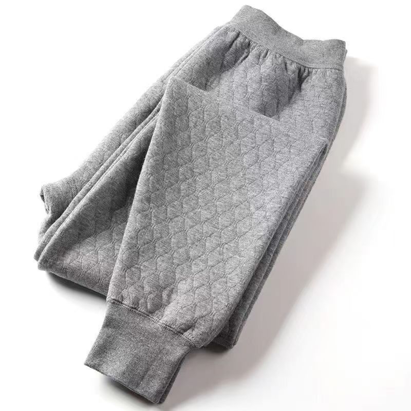 Pantalones de otoño de mediana edad, pantalones de algodón de aire de hombre, pantalones de invierno de algodón de tres capas gruesas